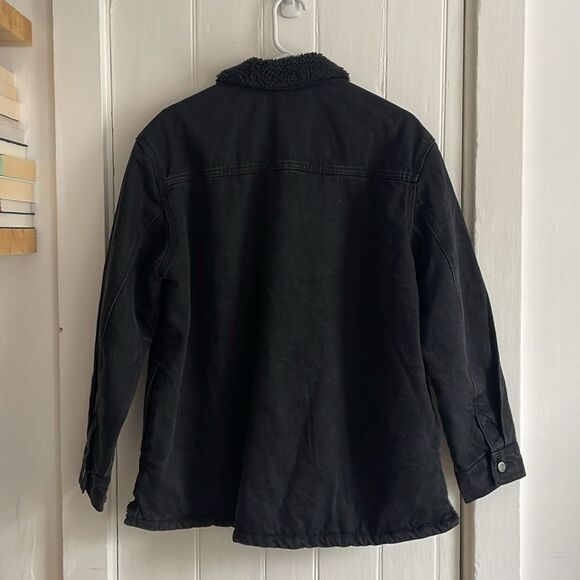 Old Navy Black Sherpa Lined Denim Jacket - Picture 2 of 5